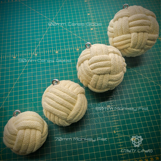 Monkey fist and Globe knot fire poi rope dart puppy hammer oxbow heads